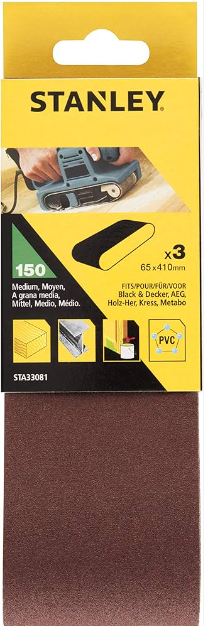 STANLEY 3 BANDAS LIJA 65X410MM G80 STA33071 BK47355 5035048374979
