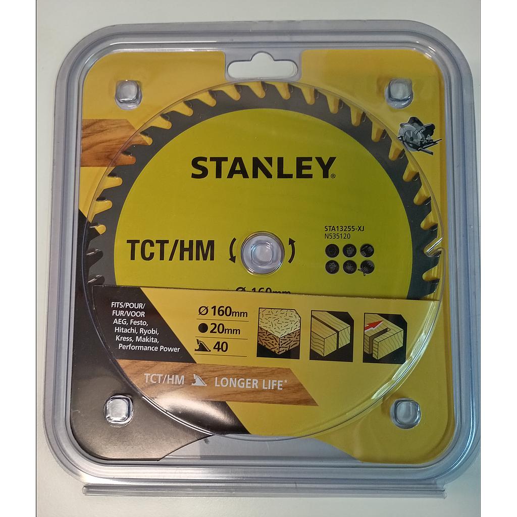 STANLEY HOJA TCT 160X20MM 40 DIENTES POSITIVOS ATB. CORTE FINO A CONTRA VETA MAD. AGLOM. STA13255 REF. BK47086