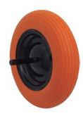 CASCOO RUEDA CARRETILLA OBRA NARANJA  IMPINCHABLE 360/73 POLURETANO CON EJE 20X240 REF. 18G0012